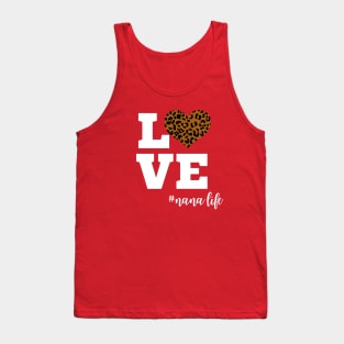 Love Nana Life Leopard Print Heart Tank Top